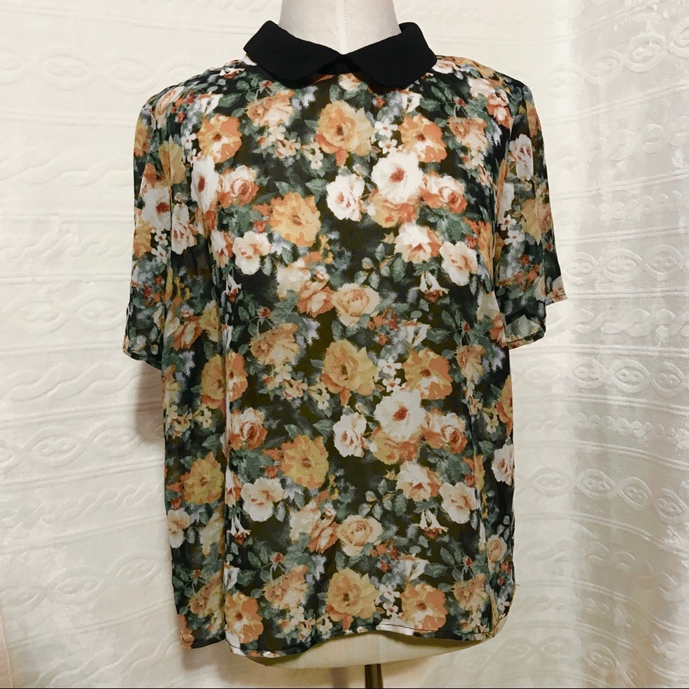 Forever 21 Contemporary Collar Floral Blouse